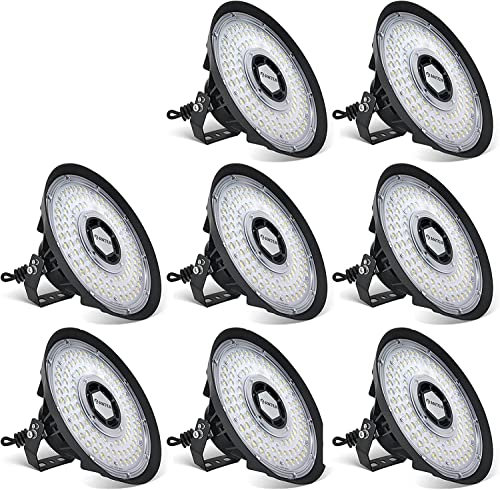 Anten Hallenstrahler LED 5000K Tageslichtweiß | Linsenbrechung Werkstattlampe mit einstellbarem Halterung | 90°Abstrahlwinkel Hallenleuchte für Warenhaus Garage (200W-5000K, 8 Stücke)