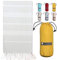 BAY LAUREL Türkisches Strandtuch mit Reisetasche 39 x 71 schnell trocknend, sandfrei, leicht, groß, übergroß, Strandtuch, türkische Handtücher, leichtes Strandtuch, Reisehandtücher (grau mit gelber