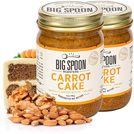 Big Spoon Roasters Carrot Cake Almond Butter with Sea Salt - Keto Friendly, Low Sugar Almond Butter - Crispy Almond Butter with Bee-Friendly Almonds - Gourmet, Vegan Almond Butter - 750