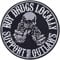 Buy drugs locally - support your Outlaws Aufnäher/Aufbügler Biker Patch zum annähen | Rocker Bügelbilder | Geschenk Motorradfahrer Applikation für Jacke/Weste/Jeans/Leder | 90x90mm