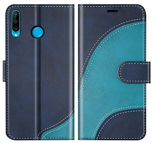 BoxTii Cover per Huawei P30 Lite/Nova 4E, Custodia in PU Pelle Portafoglio per Huawei P30 Lite/Nova 4E, Magnetica Cover a Libro con Slot per Schede, Blu