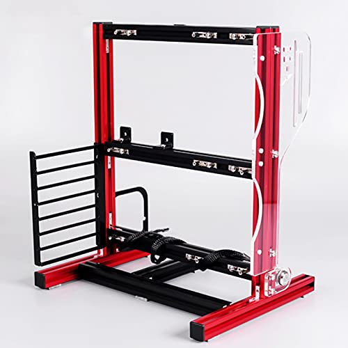 Open Chassis Frame, Vertical Overclocking Chassis Rack Simple Disassembly Supports ATX/M-ATX, Open Bare Metal Chassis Case Frame for ITX Motherboard (Red)