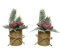 Decoris Weihnachtsgesteck 5cm x 15cm 1 Stück Sortiert im Jute Topf Tanne Stechpalme Weihnachtsdeko