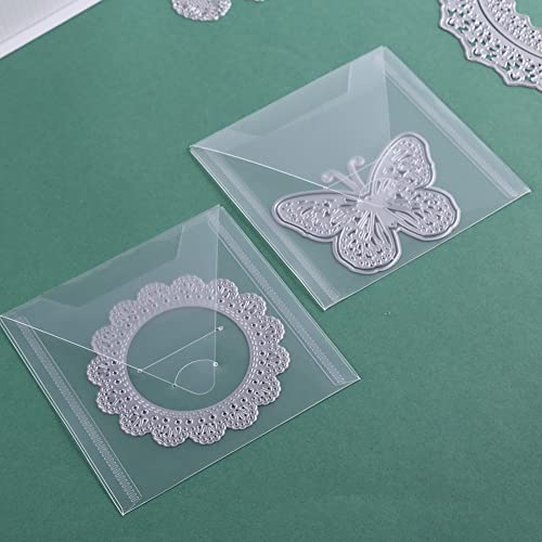 Demiawaking 10Pcs Transparente Aufbewahrungstasche für Cutting Dies Scrapbooking Schablone Aufbewahrung Stanzschablonen Kartenherstellung Briefmarken Organizer Tasche Sichthüllen (12x12CM)