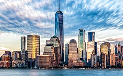 Haeran River Vollbohrer New York World Trade Center DIY 5D Diamant Malen Nach Zahlen Einzigartige Kits Wohnwand Dekor Kristall Strass Wanddekor