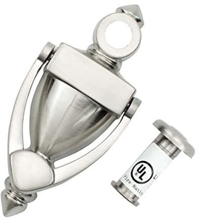 SANATO Nickel Door Knocker with UL Listed Fire Proof Door Viewer, 5 inch Height (5 Height, Nickel)