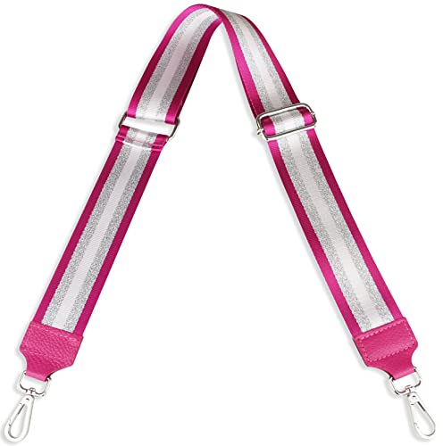 Schultergurt 5cm breit, Made in Italy, Schulterriemen für Taschen und Handtaschen, verstellbarer Taschengurt für Damen und Herren, DIY Zubehör Streifen Pink