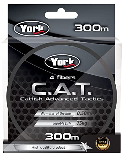 Geflochtene Schnur York C.A.T. Catfish Wels Wallerschnur 300m 0,40-0,50mm 4-Fach Spule (0,50mm / 75,00kg)