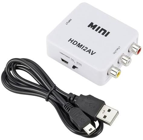 Ziyan HDMI zu AV, 1080P HDMI auf AV, HDMI auf 3RCA Converter Adapter, HDMI zu RCA Konverter 3RCA CVBS Composite Video Audio HDMI to AV Adapter mit USB Ladekabel für TV DVD PAL PS3 NTSC(weiß)