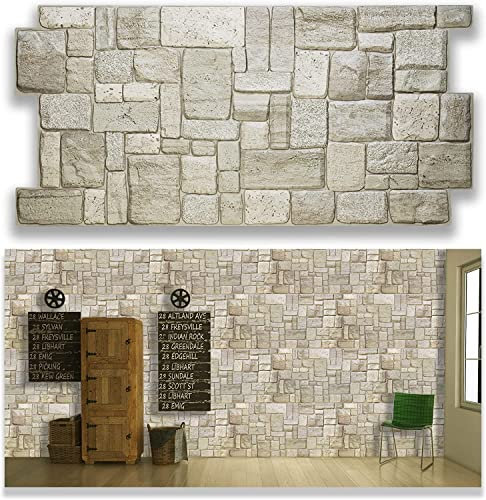 Grace Baltic - Panneaux muraux 3D pour décoration murale intérieure, non adhésifs, fins et élastiques, en PVC Calcaire Clair (18 unité / 8.82 m2)