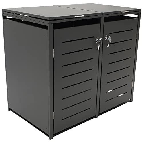 DEGAMO KÖLN Lot de 2 poubelles pour 2 tonnes de 120 et 240 l, acier galvanisé, couleur anthracite
