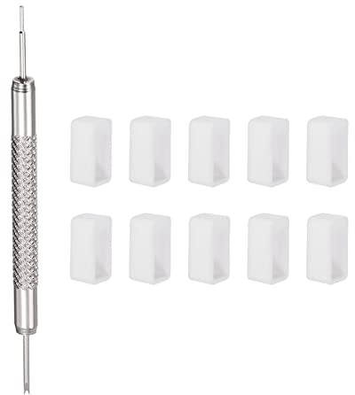 sourcing map 10Stk. Uhrenarmband Schleife 12mm Gummi Uhrenhalter Befestigung Ringhalterung mit Federstabwerkzeug zur Uhrenarmband Reparatur Weiß