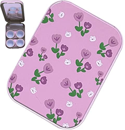 Contact Lens Cases Travel Contact Lens Holder Blue Pink Purple Portable Kit Case with Two Solution Bottle Tweezers Wearing Stick