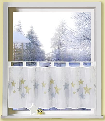 Weckbrodt Voile-Scheibengardine Sterne, weiß, ca. 45x120 cm