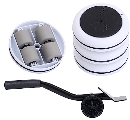 WEPUMP Elevador de Muebles de Alta Resistencia, 4 Rodillos, Ruedas de Capacidad de Carga de 440 Libras + Palanca de Herramientas de elevación Ajustable, Adecuado para Mover sofás, sofá, Lavadora,