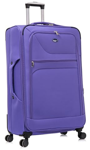 Aerostar Extra Large 32” Lightweight Softshell Expandable Suitcase, Integrated Combination Lock, 4 Wheels Check in Luggage for 30kg (Purple, 162 litres)