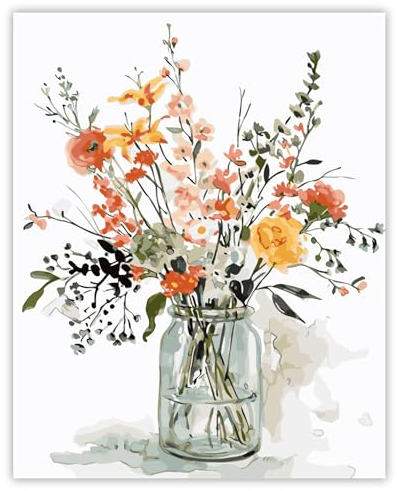 TARATH Malen Nach Zahlen Erwachsene Blume, DIY Handgemalt Ölgemälde Leinwand Kits, Anfänger Paint by Numbers Malen Nach Zahlen zur Heimdekoration, Kein Rahmen (40x50cm)