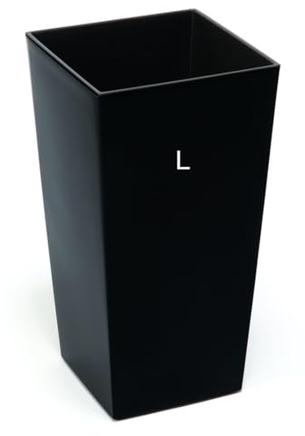 MELTOM Übertopf Blumenkübel Blumentopf Hochglanz mit Einsatz Hoch (Schwarz, L-46cm)
