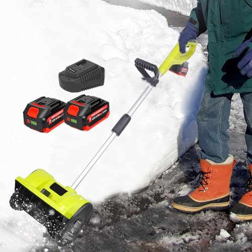 HYQNG Spazzaneve Senza Fili, Spazzaneve Elettrico Alimentato a Batteria, Spazzaneve a Direzione Regolabile con 2 batterie agli ioni di Litio, Spazzaneve Ricaricabile Distanza di Lancio di 8 Metri