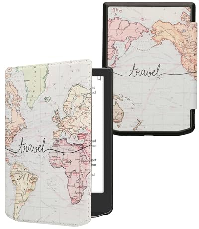 kwmobile Étui Compatible avec Pocketbook Verse/Pro/Color/Vivlio Light/Light HD Coque - Étui à Rabat magnétique Tablette eReader Similicuir - Noir-Multicolore