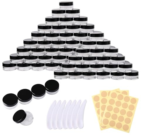 Lot de 71 boîtes vides transparentes de 5 ml - Avec couvercle - Pour échantillons de voyage - Pour le remplissage de cosmétiques, lotions, crèmes