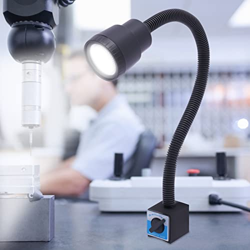 Drehmaschine Lampe CNC Maschinenlampe mit Magnetfuß, LED Beleuchtung Arbeitsleuchte 360° Flexible Schwanenhalslampe Einstellbares Gelbes und Weißes Licht 5W 220V
