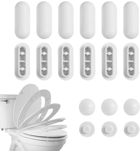 NHPY 18 Stück WC Deckel Puffer,WC Sitzdeckelpuffer,WC-Sitz-Puffer | Auflagestopfen für Toilettensitz | für WC Brille Dämpfer WC-Sitz Stoßstange 12 Ringpuffer und 6 Deckelpuffer für Zuhause Büro Hotel