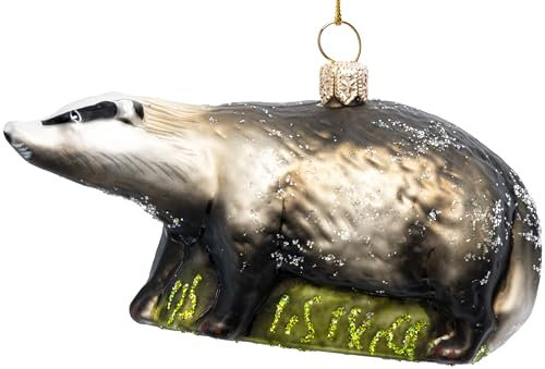 SIKORA Dachs besondere Weihnachtskugel Glas Christbaumschmuck Deko Figur Weihnachten Anhänger Ornament - Meisterstücke - BS772