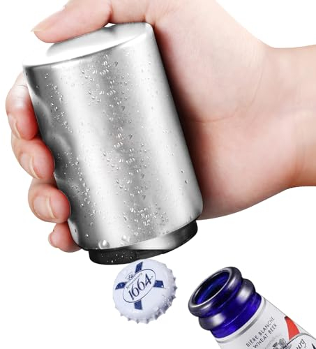 Bierflaschenöffner, automatischer Flaschenöffner, Premium-Flaschenöffner für Senioren, Down-Pop-Off-Bierflaschenöffner mit magnetischem Kappenfänger, cooles Barkeeper-Werkzeug, Herren-Biergeschenk