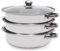 Olla de vapor de acero inoxidable de 3 niveles, con tapa de cristal, para cocinas de inducción, cocinas eléctricas de cerámica, hornos eléctricos, cocinas de gas, mariscos, pescado, carne de vacuno,