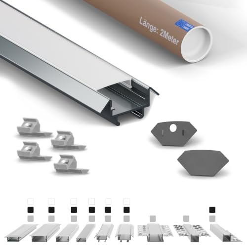 Tivendis ER4510 LED Eckprofil 2 m Silber, milchige Abdeckung 5er-Set