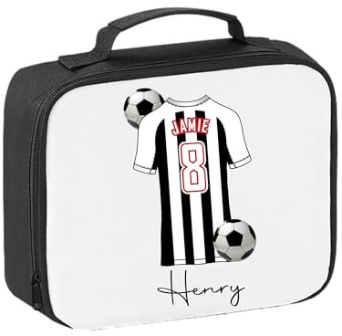 Pickhut Personalised Football Team Shirt & Jersey Kit Lunch Bag Back to School Gift for Kids, Customised with Name/Number/Text Boys Lunch Box (D18)