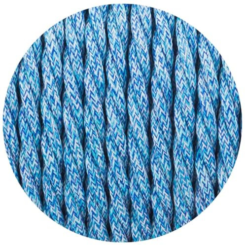 DC Voltage 3 Core Braided Electrical Cable 5M / 16.4FT, Vintage Flex Twisted Fabric Wire for DIY Lamps, Industrial Pendant Lighting Appliances (Blue Multi)