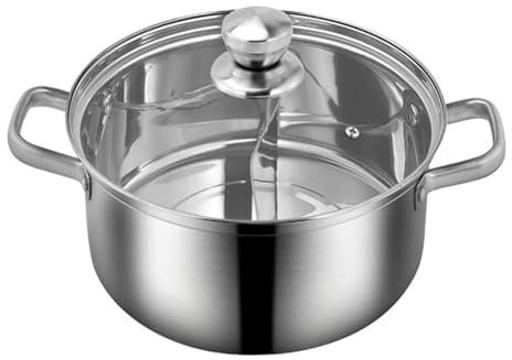 CRCRC Hot Pot aus Edelstahl mit Trennwand, 30 cm Shabu Shabu Topf for Induktions- und Gasherd, langlebiger Kochtopf for die Küche
