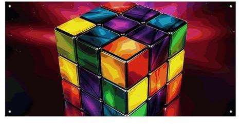 Magic Cube Puzzle Großes Party-Banner Schild 120 x 60 cm Wandbehang Hintergrund Banner Geburtstagsfeier Outdoor & Indoor Party Dekoration Banner