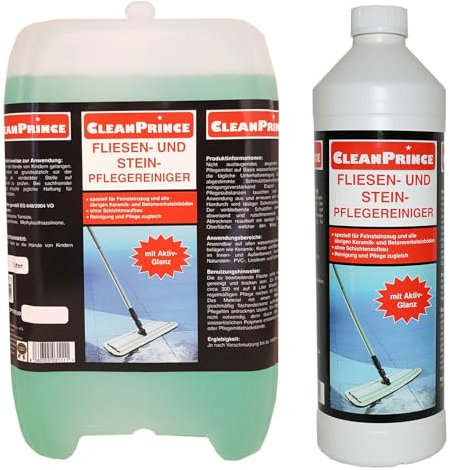 CleanPrince Nettoyant d'entretien pour carrelage et pierre, 6 l, pour nettoyage quotidien