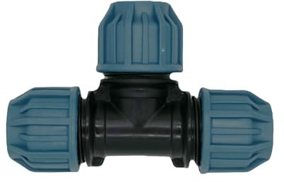 Jason T-Stück 90° PP 32 mm Klemm Klemmverbinder PE Verschraubung für 32mm PE Rohr Verschraubung Adapter Black/Blue mit DVGW/KIWA/WRAS/SVGW