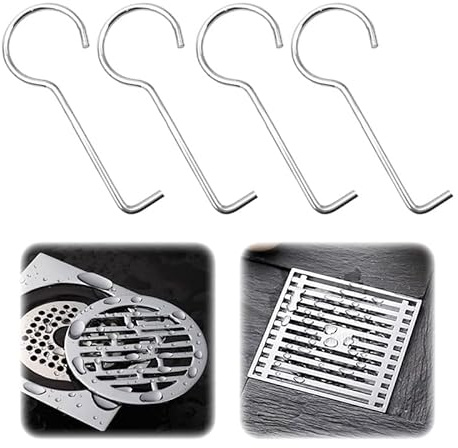 4 Pack Drain Grate Lifting Hook - Stainless Steel Shower Drain Grate Puller for Drain Grate Daily Clean (1 Pack)
