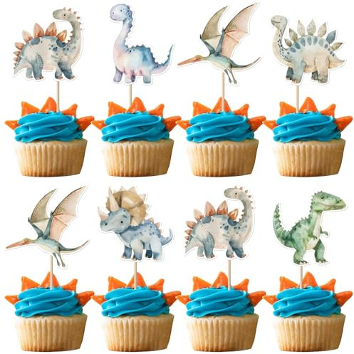 36 Stück Dinosaurier Tortendeko Baby Dusche Niedlicher Dinosaurier Kuchen Deko für Baby Junge Kinder Dino Dinosaurier Geburtstag Party Kuchen Dekorationen