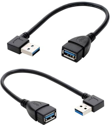 ShigKeu 2Pcs Superspeed USB 3.0 Extension Data Cable USB 90 Degree Adapter for Fast Transfer of Large Files