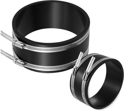 Manchon en caoutchouc 150 mm insonorisé et inodore - Avec 2 colliers de serrage en acier inoxydable - Raccord de tuyau pour ventilateurs de tuyau et filtre à charbon actif de 150 mm - Raccord en