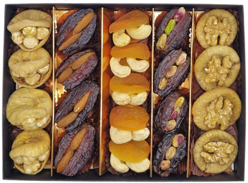 Persis Premium Filled Dried Fruits Gift Box | Figs - Hazelnuts & Walnuts, Medjool Dates - Almonds & Pistachios, Apricots - Cashews | Healthy, Vegan Gift for Easter And Special Occassions | 21 Pieces