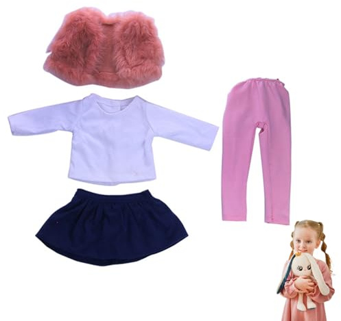 18 Inch Doll Clothes Set, Winter Outfit with Vest, Skirt, Leggings & Long-Sleeved Shirt for 18 Inch Dolls