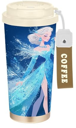 Blue Princess Travel Tumblers for Coffee Mug for Women with Lids Stainless Steel Thermal Cups for Hot and Cold 17 oz Leakproof