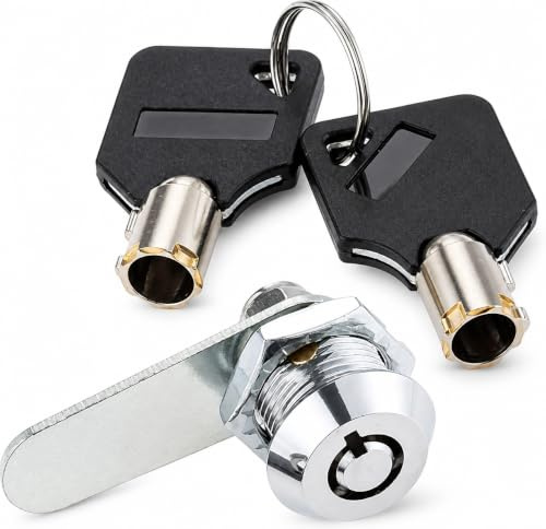 ANBOO Small Cam Lock 16mm Zinc Alloy Chrome Plated Cabinet Lock with 2 Keys, 16 * 18mm Mounting Hole, for Mailbox, Post Box, Drawer, French Door Cupboard Locker