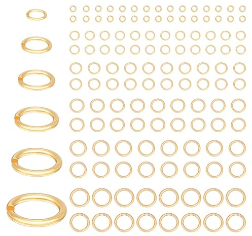 PH PandaHall 240 Stück 6 Größen 24 Karat Vergoldete Biegeringe Goldene Offene Biegeringe 3/4/5/6/7/8mm Messing O Ring Für Ohrringe Armband Halsketten Kette Choker