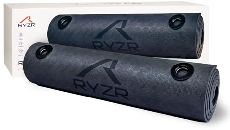 RYZRMAT – Fitnessmatte rutschfest 185×65x1 cm. Aus dem Profisport. Yogamatte, Gymnastikmatte, Sportmatte, Trainingsmatte, Yoga Matte, Pilates & Home-Workout, TPE, pflegeleicht, mit Aufhängeösen