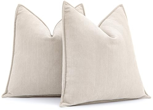 MIULEE 2er Kissenbezug 60x60 Creme Chenille Kissenhülle zierkissen | Weiche Kissenbezüge Sofakissen dekokissen zierkissen Elegantes Design für Couch Sofa Wohnzimmer