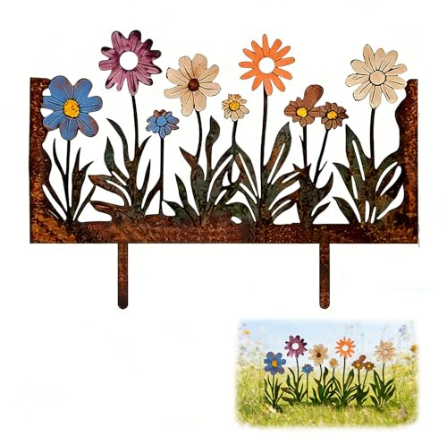 Gloryit Gartenstecker Rost, Deko Blatt aus Edelrost Metall für Garten | Garte Frühlingsdeko,Geeignet für Blumentöpfe,Gärten,Rasenflächen,Innenhöfe,Balkone und Frühlingsdekorationen.
