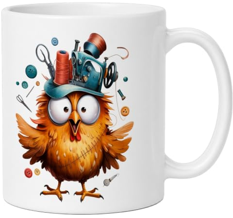 LunaLana® Tasse »Näh-Eule mit Nähzubehör« Kaffeetasse mit Nähmotiv | Geschenk für Nähliebhaber